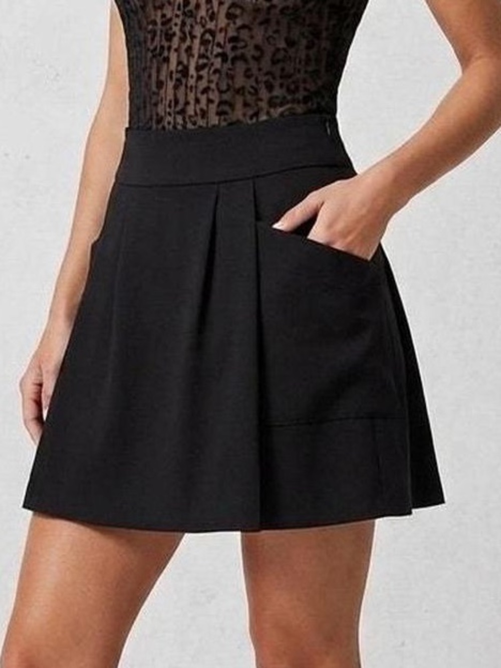 Lacoste Pleated Black Skirt with Pocket Detail